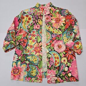 Vintage Painted Pony Uniquely USA Women's Jacket Size M Floral Print Mock Neck